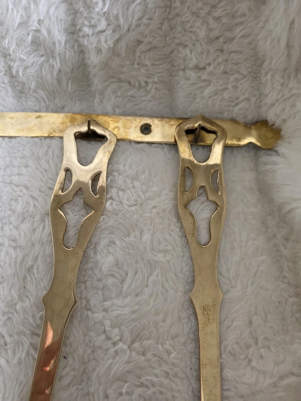 Vintage Brass Tone Kitchen Utensil Set with Wall Rack - Gold Finish